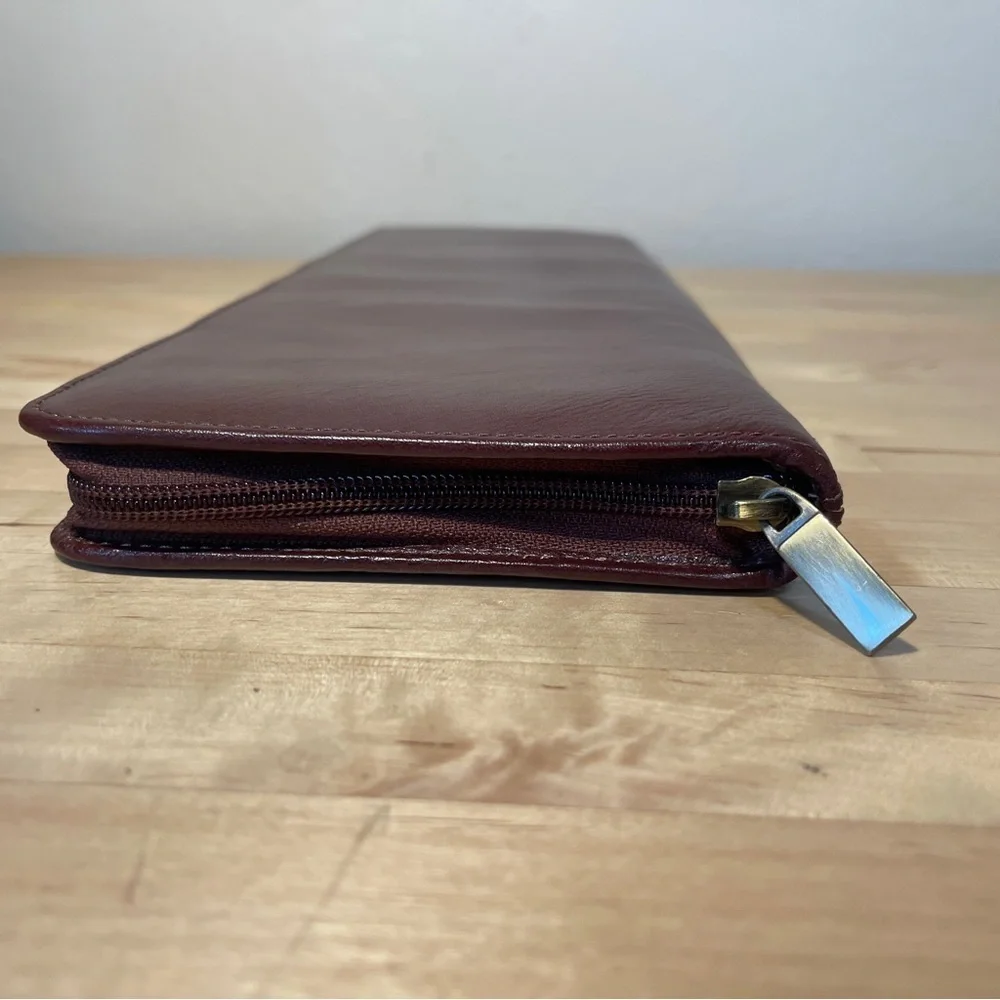 Red Envelope Burgundy Leather Tie Travel Case Men's Dress Tie Organizer